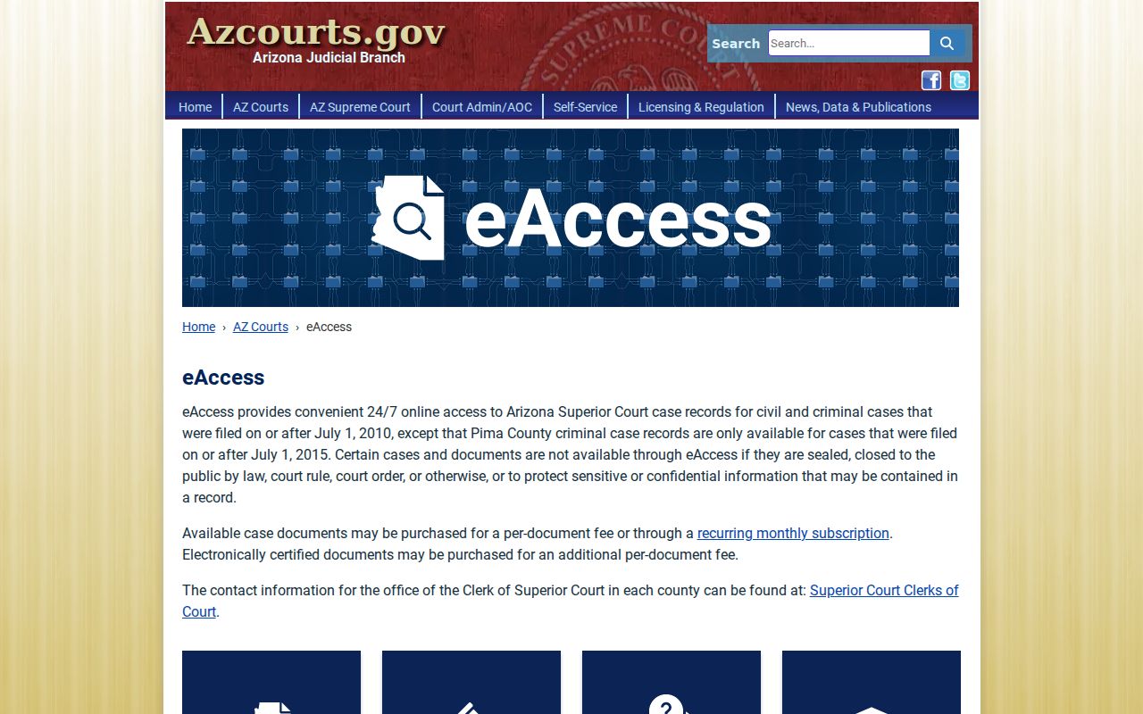 Sierra Vista resident lookup through Arizona Superior Court eAccess