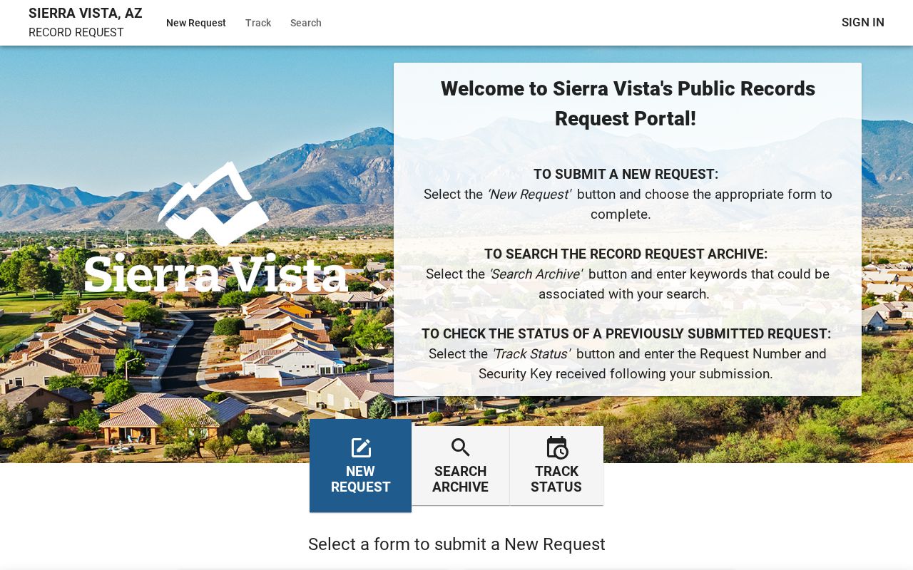 Sierra Vista street directory city address records request portal